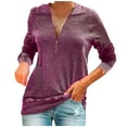 thumbnail image 1 of V Neck Zipper Tops for Women Women Fashion Casual Solid Long Sleeve zipper Tops Blouse Print Long Sleeves Tops Cute Long Sleeve Tops for Women Solid Casual Long Sleeves Hight Neck Shirts, 1 of 5