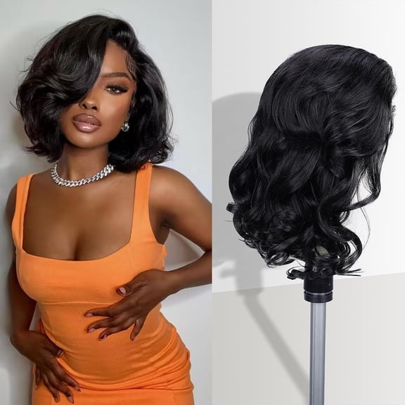 V Part Wig Human Hair Body Wave for Black Women Upgrade U Part Human Hair Wig with Drawstring 100% Beginner Friendly No Sew In No Glue 180% Density Natural Color (10 inch)
