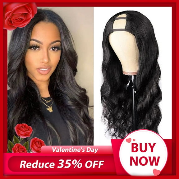V Part Wigs For Black Woman Human Hair Wigs Body Wave Wig Upgrade U Part Wigs 26inch 180 Density（Synthetic Wig）