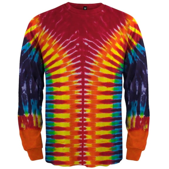 V-Pattern Tie Dye Long Sleeve T-Shirt - Small