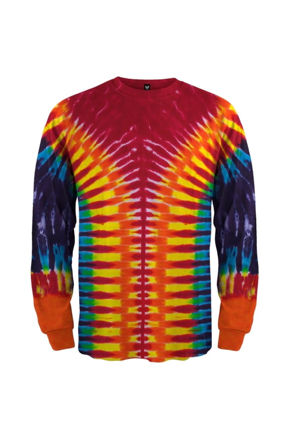 V-Pattern Tie Dye Long Sleeve T-Shirt - Small