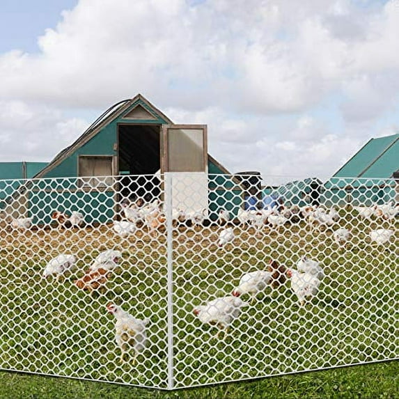 V Protek Plastic Poultry Fence- 6x25ft High Strength Poultry Netting,Chicken/Racoons/Gophor/Snakes Net Fence ,2/5" Mesh,White