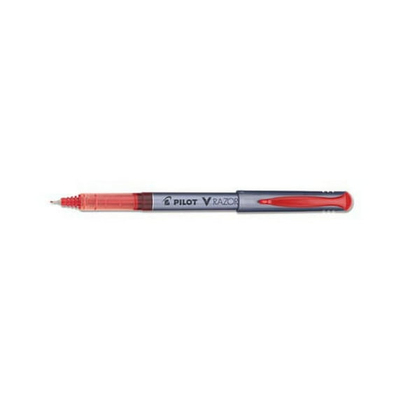V Razor Point Liquid Ink Stick Marker Pen 0.5mm, Red Ink, Gray Barrel, Dozen