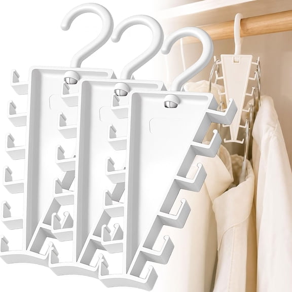 V-Shape 12-Hook Rotating Hanger, 360° Space Saving Closet Organizer, Multi-Functional Wardrobe Storage Rack for Clothes, Hats, Scarves, Ties - Durable ABS Home & Dorm Essentials