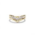 thumbnail image 1 of V Shape Curved Stacking Ring 14k Yellow Gold Plated Chevron Moissanite Wedding Band for Women, 1 of 5