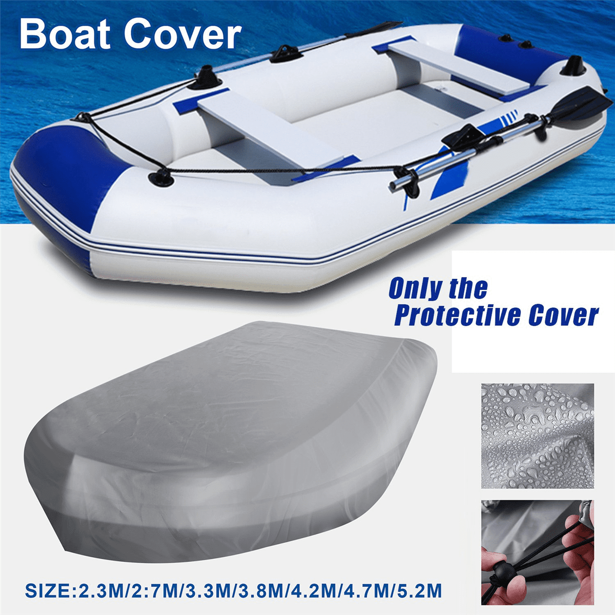 V Shape Marine Boat Cover Waterproof Dustproof Anti UV Rain Snow Inflatable Boat Fishing Rubber Boat Cover 270X165X46cm