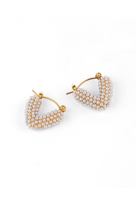 V Shape Pearl Studded Earrings