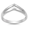 thumbnail image 1 of V Shape Pointed Chevron Wave Stackable Ring .925 Sterling Silver Band Jewelry Female Male Size 4, 1 of 4