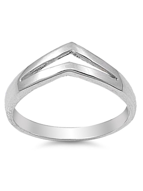 V Shape Pointed Chevron Wave Stackable Ring .925 Sterling Silver Band Jewelry Female Male Size 8
