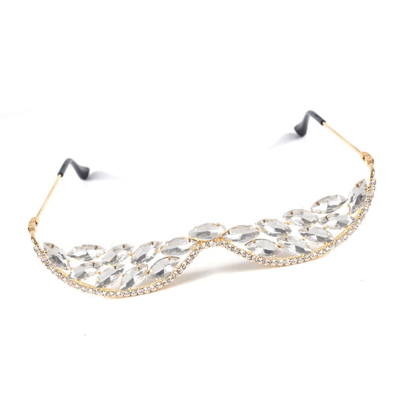 V Shape Rhinestones Sunglass Without Lens None Lens Diamonded Decor Half Glasses Frame Face Jewelry Decorative Glasses