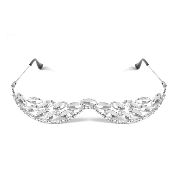 V Shape Rhinestones Sunglass Without Lens None Lens Diamonded Decor Half Glasses Frame Face Jewelry Decorative Glasses