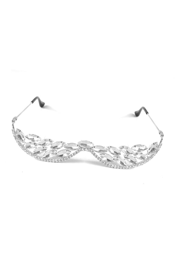 V Shape Rhinestones Sunglass Without Lens None Lens Diamonded Decor Half Glasses Frame Face Jewelry Decorative Glasses