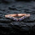 thumbnail image 1 of V Shape Shappire Wedding Band Rose Gold Plated Half Eternity band September Birthstone Art deco Stacking Band Fashionable Birthday Gift For Daughter, 1 of 4