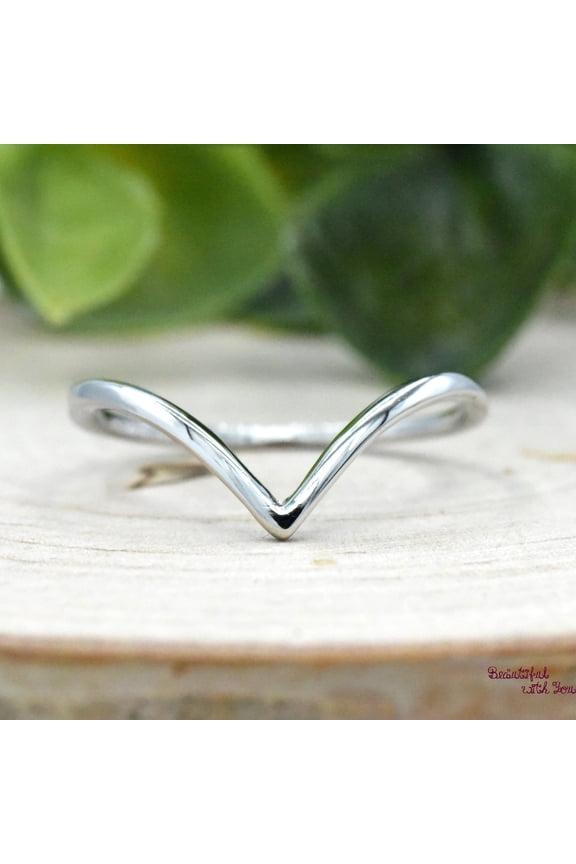 V Shape Stackable Midi Finger Ring, Chevron V Ring, Wishbone Engagement ring, Womens Everyday Silver Jewelry, Womens Anniversary Ring Silver Ring Size-7.5