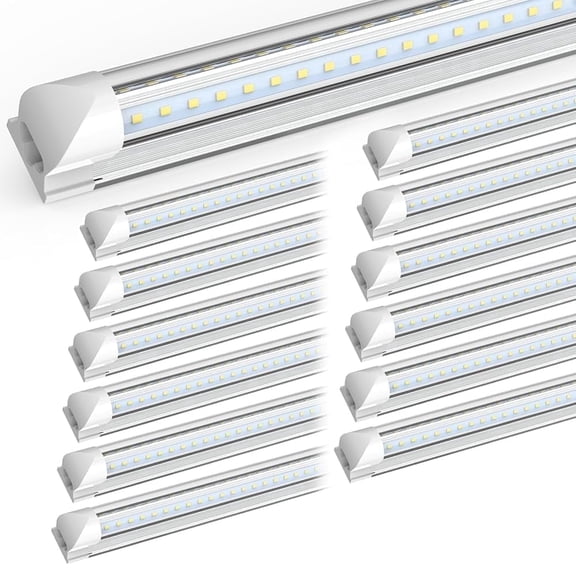CNSUNWAY T8 LED Shop Lights 4FT, V Shape 45W 6000K 6300LM, Clear Cover, 25 Pack