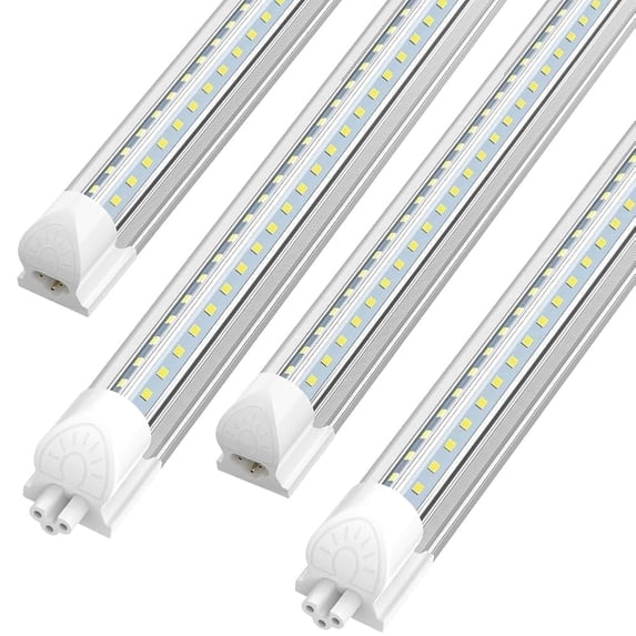 CNSUNWAY T8 LED Shop Lights 4FT, V Shape 45W 6000K 6300LM, Clear Cover, 4 Pack