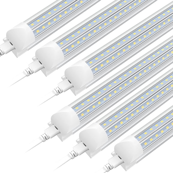V Shape T8 8ft LED Shop Light Fixture Linkable, 72w 5000K Daylight 12-Pack