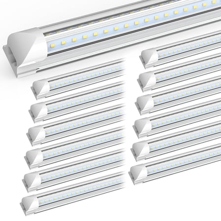 V Shape T8 8ft LED Shop Light Fixture Linkable, 72w 6000K 25-Pack