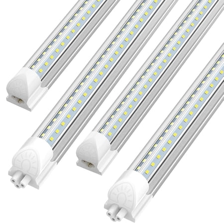 JESLED 8ft LED Shop Light Fixture Linkable, 72w V Shape 6000K, 4-Pack