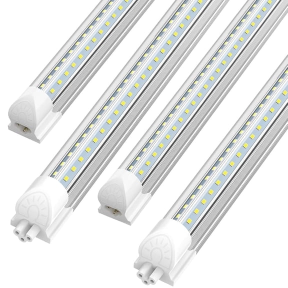 JESLED 8ft LED Shop Light Fixture Linkable, 72w V Shape 6000K, 4-Pack
