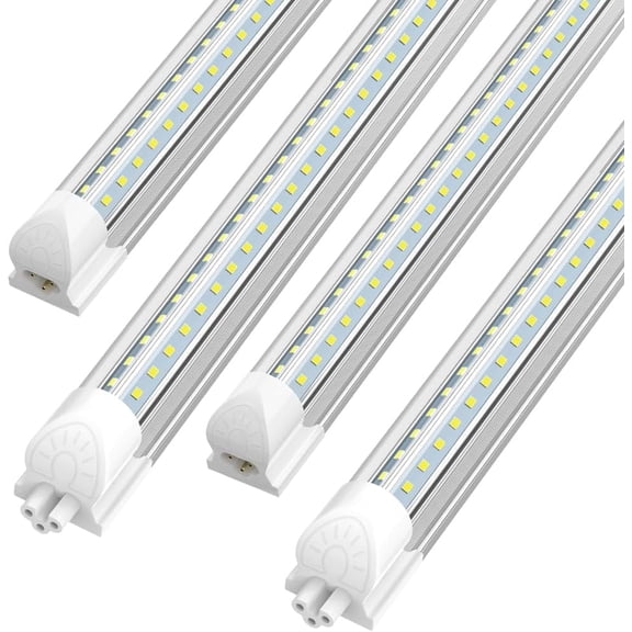 JESLED 8ft LED Shop Light Fixture Linkable, 72w V Shape 6000K, 8-Pack