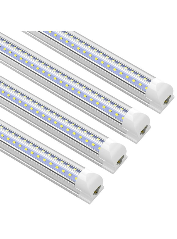 V Shape T8 8ft LED Shop Light Fixture Linkable, 72w 6000K White, 8-Pack
