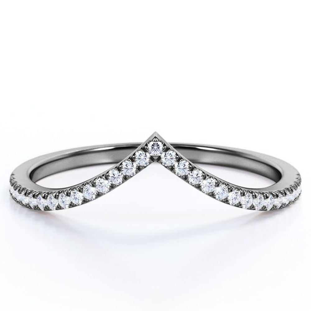 Scalloped pave shop wedding band