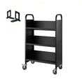 thumbnail image 1 of V-Shaped Book Cart, 200LBS Load Capacity Library Cart, Rolling Book Cart with 4 Inch Lockable Wheels and 3-Layer Single-Sided V-Shaped Bookshelf, for Libraries, Bookstores, 1 of 5