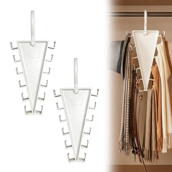V Shaped Closet Hanger Organizer with 12 Hooks, Double Sided Rotating Rack for Clothes