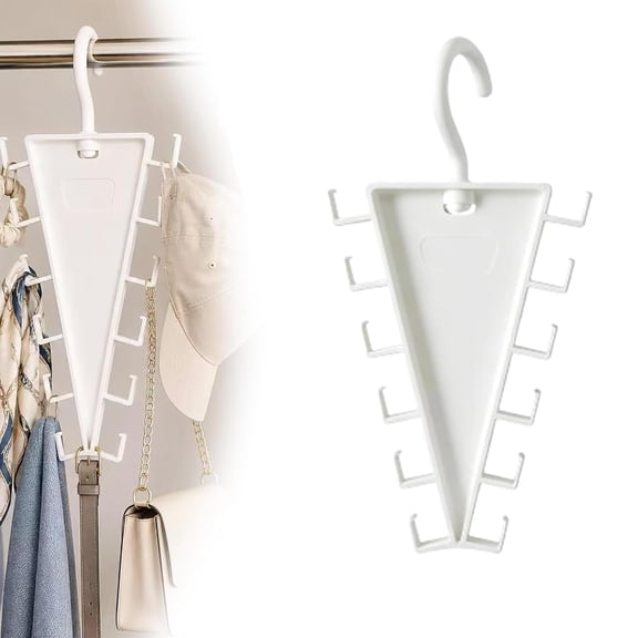 V Shaped Closet Organizer Hanger, 360 Rotatable Space Saving Clothes Hanger with 12 Slots for Shirts, Jackets, Hats, Scarves and Belts