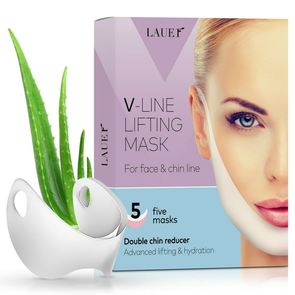 V Shaped Contouring Face Mask Line Shaping Lifting Belt Neck Reduction Jawline Lift Tape Enhancer Face Patch Firming Tightening Skin Chin Up Sculpting Collagen Mask Hyaluronic Acid Aloe Vera 5pcs