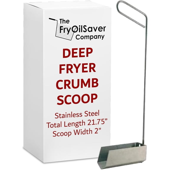 V-Shaped Deep Fryer Strainer Scoop Heat-Resistant to 750 F, Silver Plastic Handle, 27-Inch Length