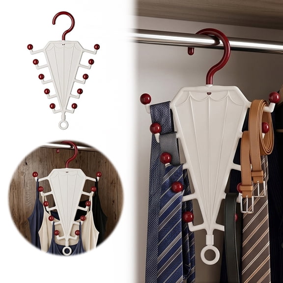 V Shaped Double Side Hanging Storage Hook Rack for Closet, Space Saving Organizer for Ties, Belts, Scarves, Small Accessories, Heavy Duty Hanger for Home Wardrobe