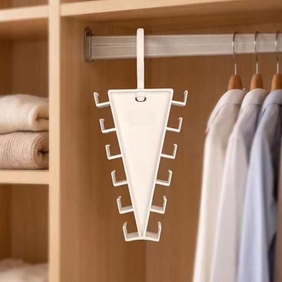 V Shaped Double-Sided Closet Organizer Hanger,12 Hooks Space Saving Organizer for Hats, Scarves, Belts,Bags&Ties, 360-degree Rotating Multi-Layer Vertical Clothes Storage Rack for Wardrobe Space Sav