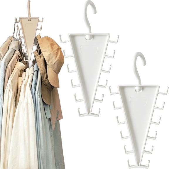 V Shaped Double-Sided Closet Organizer Hanger, 2pcs Wall-Mounted Closet Storage Rack, Stackable Tank Top Organizer for Pants Hats Scarves Bags, Bedroom Rack for Families & Roommates