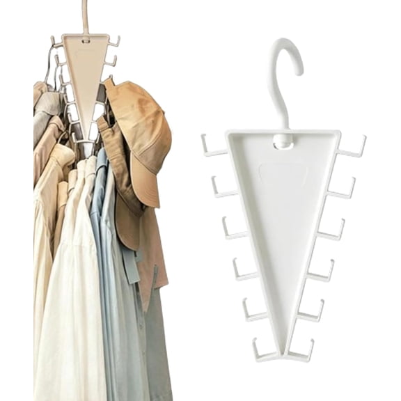 V Shaped Double-Sided Closet Organizer Hanger, 360° Easy Rotation Space Saving Rack – Double Side Hooks for Hats, Scarves, Belts, Bags & Ties