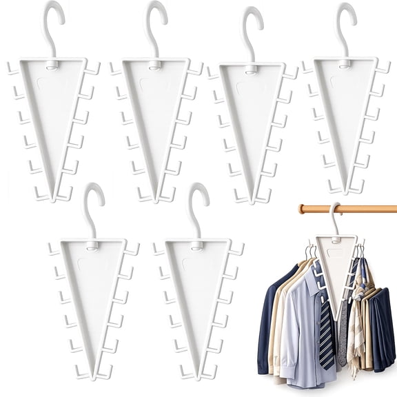 V Shaped Double-Sided Closet Organizer Hanger, 360° Rotatable Multi-Layer Vertical Space Saving Clothes Hanger Rack with 12 Hooks for Hats, Scarves, Belts, Bags, and Ties