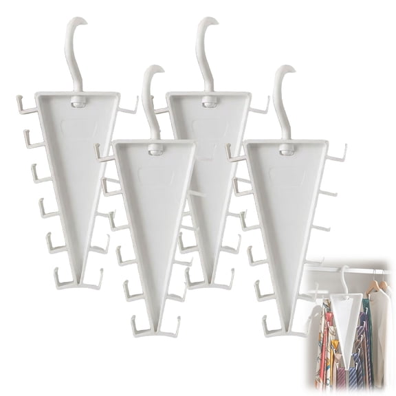 V-Shaped Double-Sided Closet Organizer Hanger, 360° Rotatable Space-Saving Rack with 12 Hooks for Pants Hats Bags(4PCS)