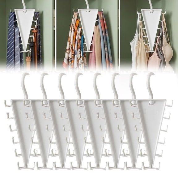 V-Shaped Double-Sided Closet Organizer Hanger, 360° Rotatable Space-Saving Rack with 12 Hooks for Pants, Hats, Bags & Room Essentials