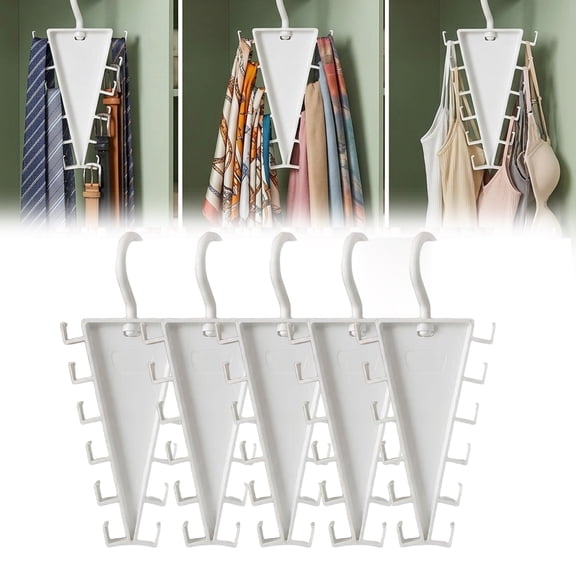 V-Shaped Double-Sided Closet Organizer Hanger, 360° Rotatable Space-Saving Rack with 12 Hooks for Pants, Hats, Bags & Room Essentials