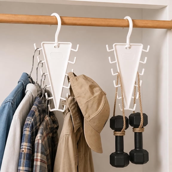 V Shaped Double-Sided Closet Organizer Hanger, 360 Rotating 12 Hooks Space Saving Storage Rack