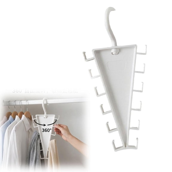 V Shaped Double-Sided Closet Organizer Hanger, Heavy-Duty 360 Swivel Triangle Closet Organizer, Multi-Functional Wardrobe Storage Rack for Clothes, Hats,Scarves,Ties for Bathroom Behind Door
