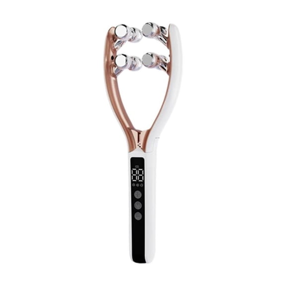 V-Shaped Facial Lifting Roller, EMS Microcurrent Face Massager with Vibration Massage, Portable Facial Beauty Device with Silicone Rollers