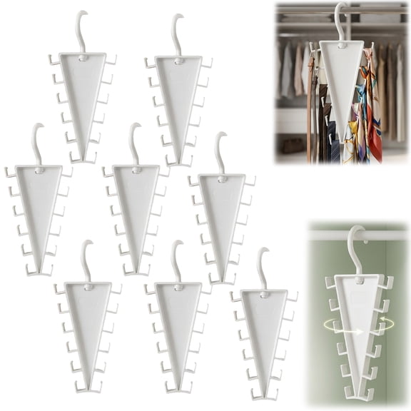 V Shaped Hanger, Double-Sided Closet Organizer Hanger, 360-Degree Rotatable Space-Saving Rack with 12 Hooks for Pants Hats Bags