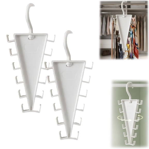V Shaped Hanger, Double-Sided Closet Organizer Hanger, 360-Degree Rotatable Space-Saving Rack with 12 Hooks for Pants Hats Bags