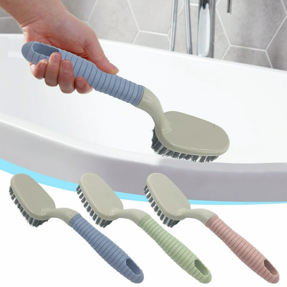 V-Shaped Hard Bristle Corner Seam Cleaning Brush | Narrow Slot Windowsill Crevice Scrubber with Built-In Garbage Clip | Ergonomic Long Handle | Nylon Durable Bristles | 1 Pack | 26cm Handle
