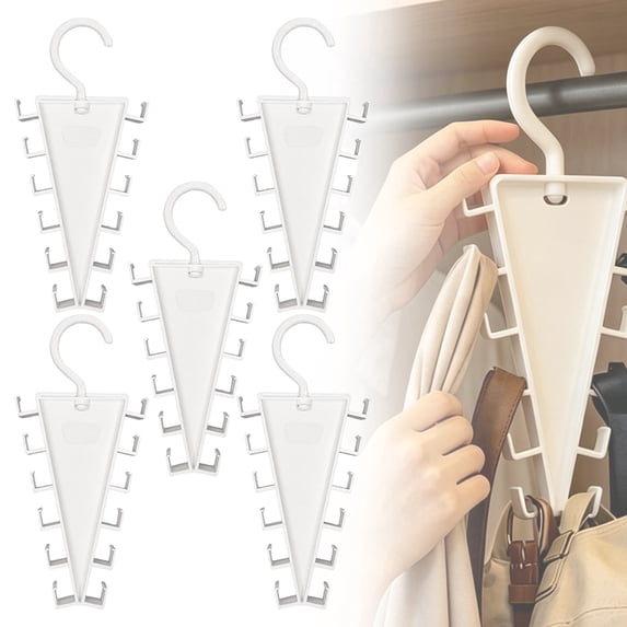 V-Shaped Multi Hook Clothes Hanger, Double Side Closet Storage Rack, Space Saving Multi-Functional Garment Hanger, Rotatable Vertical Clothes Storage Rack, Multipurpose Closet Organizer 5Pcs