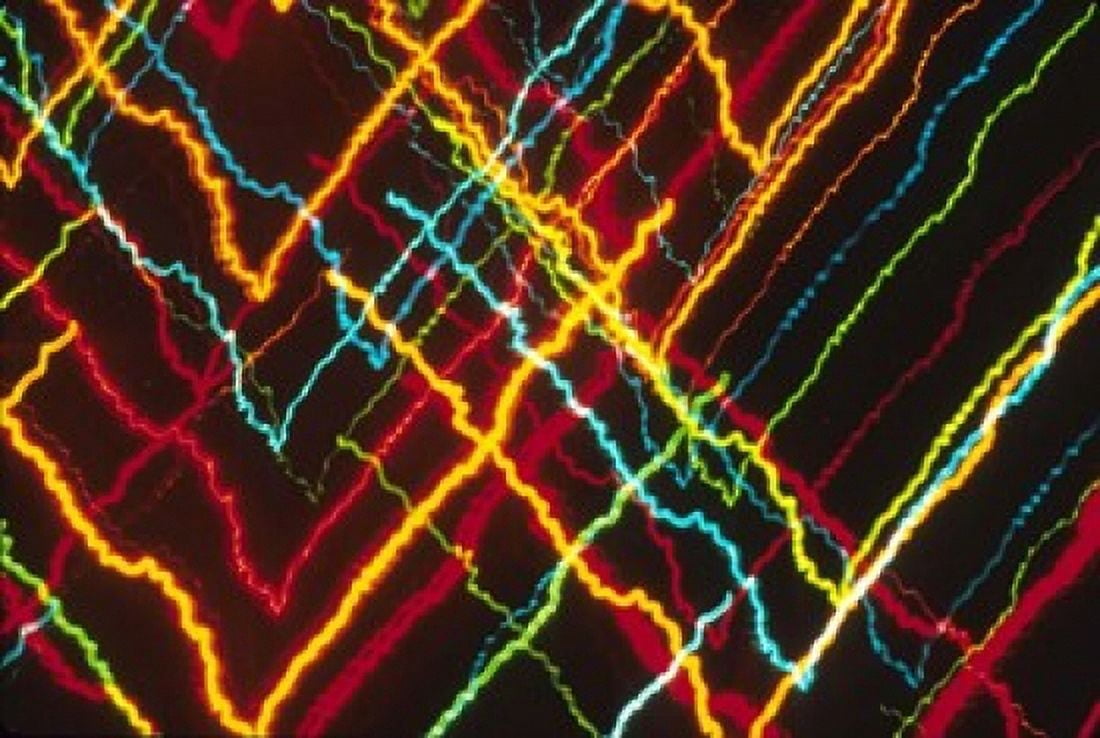 V-Shaped Neon Colors and Lighting with Nightzoom Canvas Art - Mark Gibson DanitaDelimont (36 x 24)