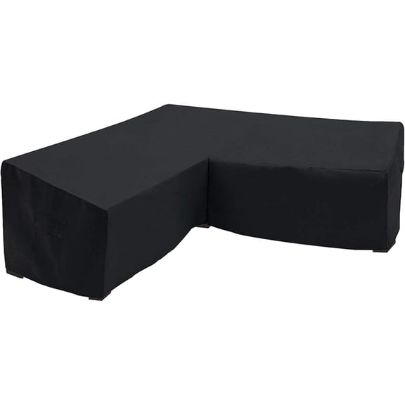 V-Shaped Patio Furniture Cover Waterproof 600D Heavy Duty Outdoor Sectional Sofa Covers with Storage Bag 85x85inch Black Protective Cover for Corner Sofa Windproof