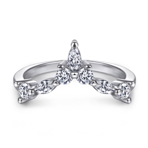 Geometric Ring for Women Silver Vee Shaped Ring Simulated Diamond Wedding Rings Design Rings European American